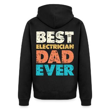 Bester Elektriker Papa – Best Dad Ever - Unisex Premium Bio Zip Hoodie - Schwarz - Hinten - Nico (187cm)