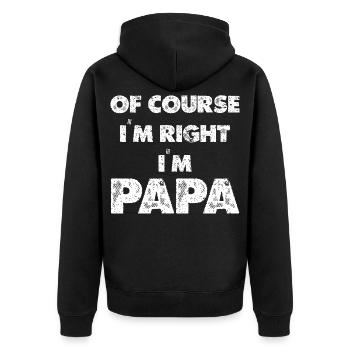 Papa, j’ai toujours raison - Veste à capuche bio Premium Unisexe - noir - Dos - Nico (187cm)