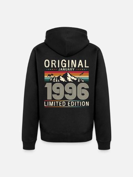 30e anniversaire Original janvier 1996 - Veste à capuche bio Premium Unisexe - noir