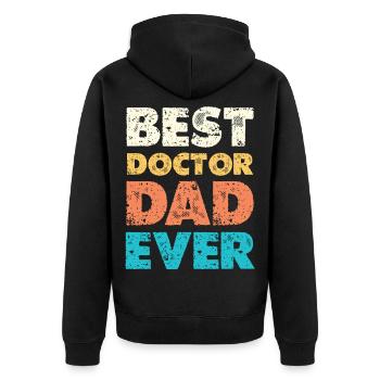 Best Doctor Dad Ever - Unisex Premium Bio Zip Hoodie - Schwarz - Hinten - Nico (187cm)