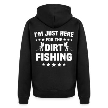 Dirt Fishing - Unisex Premium Bio Zip Hoodie - Schwarz - Hinten - Nico (187cm)