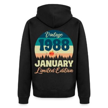 Anniversaire Janvier 1988 Cadeau Vintage Limited - Veste à capuche bio Premium Unisexe - noir - Dos - Nico (187cm)