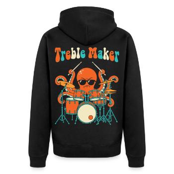 Treble Maker Drummer Musician Pun Drum - Unisex Premium Organic Zip Hoodie - black - Back - Nico (187cm)