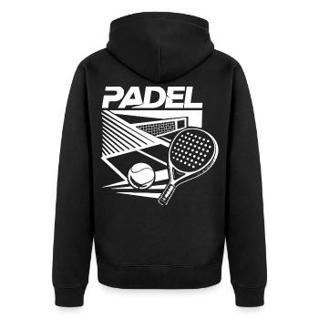 Padel Court & Racket – Design Sport White - Unisex Premium Organic Zip Hoodie - black - Back - Nico (187cm)