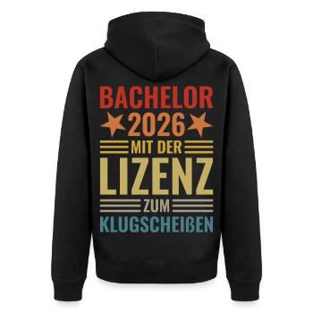 Licence 2026 avec licence pour être malin - Veste à capuche bio Premium Unisexe - noir - Dos - Nico (187cm)