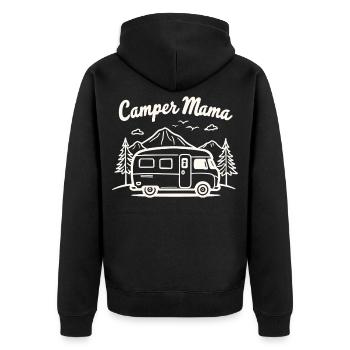 Camper Mama Abenteuer Berge Campingbus - Unisex Premium Bio Zip Hoodie - Schwarz - Hinten - Nico (187cm)