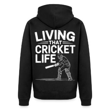 Drôle de cricket : Jeu de cricket vintage - Veste à capuche bio Premium Unisexe - noir - Dos - Nico (187cm)