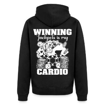 Casino - Unisex Premium Bio Zip Hoodie - Schwarz - Hinten - Nico (187cm)