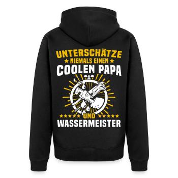 Dad Water Master - Unisex Premium Organic Zip Hoodie - black - Back - Nico (187cm)