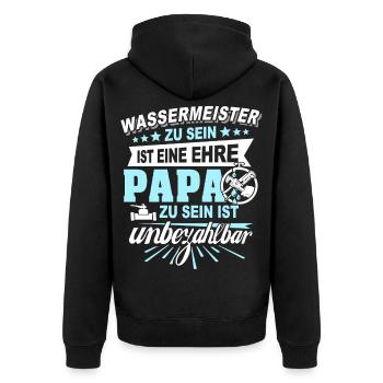 Dad Water Master - Unisex Premium Organic Zip Hoodie - black - Back - Nico (187cm)