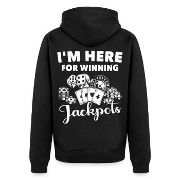 Casino Gambler Gambling - Unisex Premium Bio Zip Hoodie - Schwarz - Hinten - Nico (187cm)