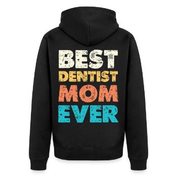 Beste Zahnärztin Mama - Unisex Premium Bio Zip Hoodie - Schwarz - Hinten - Nico (187cm)