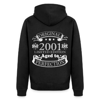 Né en 2001 - Veste à capuche bio Premium Unisexe - noir - Dos - Nico (187cm)
