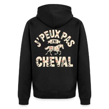 Ich kann nicht, ich habe ein Pferd - Unisex Premium Bio Zip Hoodie - Schwarz - Hinten - Nico (187cm)