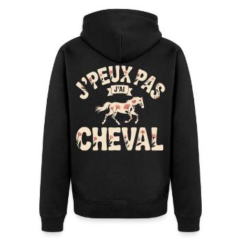 Ich kann nicht, ich habe ein Pferd - Unisex Premium Bio Zip Hoodie - Schwarz - Hinten - Nico (187cm)