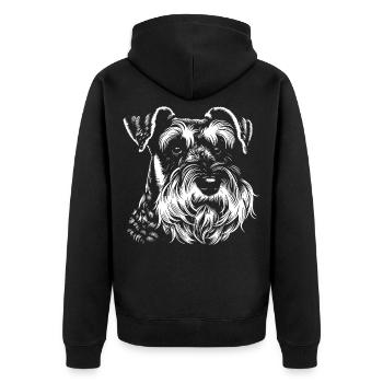 Schnauzer Linienstil Porträt - Unisex Premium Bio Zip Hoodie - Schwarz - Hinten - Nico (187cm)