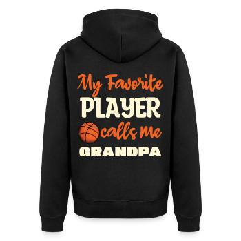 Mein Lieblingsspieler nennt mich Opa - Unisex Premium Bio Zip Hoodie - Schwarz - Hinten - Nico (187cm)
