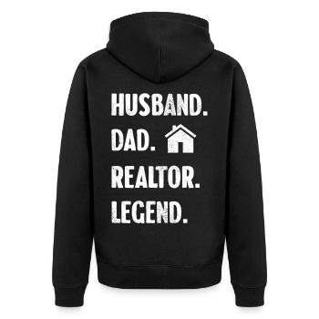 Husband Father Realtor Legend - Unisex Premium Organic Zip Hoodie - black - Back - Nico (187cm)