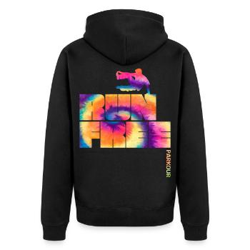 Parkour Run Free  - Unisex Premium Organic Zip Hoodie - black - Back - Nico (187cm)