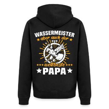 Dad Water Master - Unisex Premium Organic Zip Hoodie - black - Back - Nico (187cm)
