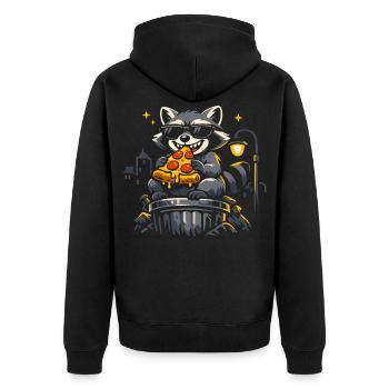 Pizza au raton laveur mignon, animaux sauvages drôles - Veste à capuche bio Premium Unisexe - noir - Dos - Nico (187cm)