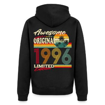 Cadeau d’anniversaire rétro vintage original de 1996 - Veste à capuche bio Premium Unisexe - noir - Dos - Nico (187cm)