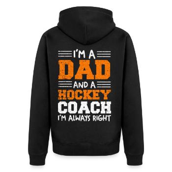 Père et entraîneur de hockey – Toujours juste - Veste à capuche bio Premium Unisexe - noir - Dos - Nico (187cm)