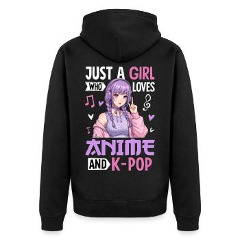 Just A Girl Who Loves Anime And K-Pop - Unisex Premium Organic Zip Hoodie - black - Back - Nico (187cm)