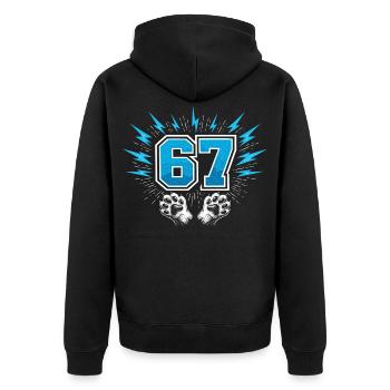 67 Six Sept - Patte de Chat - Veste à capuche bio Premium Unisexe - noir - Dos - Nico (187cm)