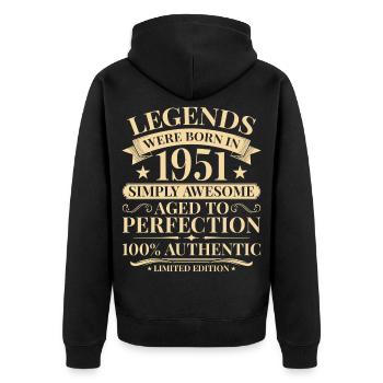 Jahrgang 1951 Baujahr Vintage Geburtstag - Unisex Premium Bio Zip Hoodie - Schwarz - Hinten - Nico (187cm)
