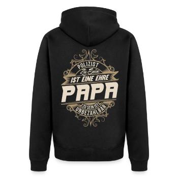 Policeman Dad - Unisex Premium Organic Zip Hoodie - black - Back - Nico (187cm)