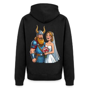 Wikinger Viking Legende Seemann Odin Rabe Hochzeit - Unisex Premium Bio Zip Hoodie - Schwarz - Hinten - Nico (187cm)
