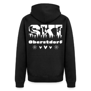 Ski fahren - Skiurlaub - Oberstdorf - Unisex Premium Bio Zip Hoodie - Schwarz - Hinten - Nico (187cm)