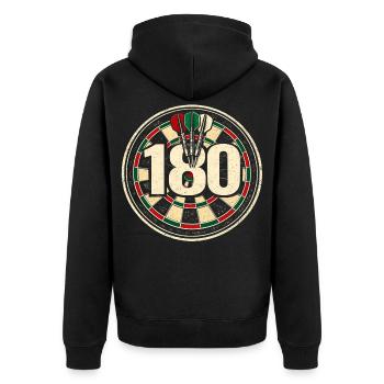 Retro Dartboard 180 Dartboard Darts Player - Unisex Premium Organic Zip Hoodie - black - Back - Nico (187cm)