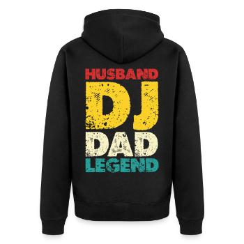 Husband DJ Dad Legend - Unisex Premium Organic Zip Hoodie - black - Back - Nico (187cm)