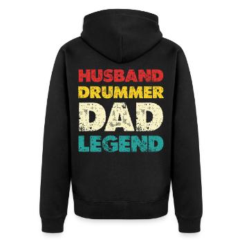 Husband Dad Legend Tee - Unisex Premium Bio Zip Hoodie - Schwarz - Hinten - Nico (187cm)
