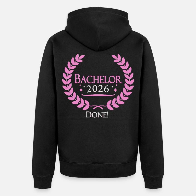 Bachelor 2026 Geschafft - Unisex Premium Bio Zip Hoodie - Schwarz