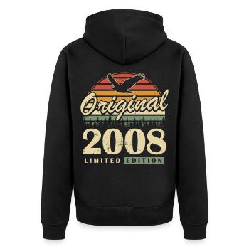 Anniversaire vintage Vintage Né Rétro Vintage 2008 - Veste à capuche bio Premium Unisexe - noir - Dos - Nico (187cm)