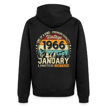 196660e anniversaire Millésime janvier 1966 - Veste à capuche bio Premium Unisexe - noir - Dos - Nico (187cm)