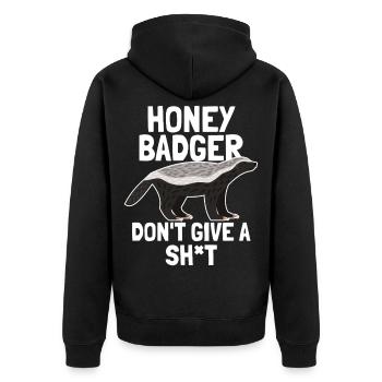 Honey Badger Give A Shit - Unisex Premium Organic Zip Hoodie - black - Back - Nico (187cm)