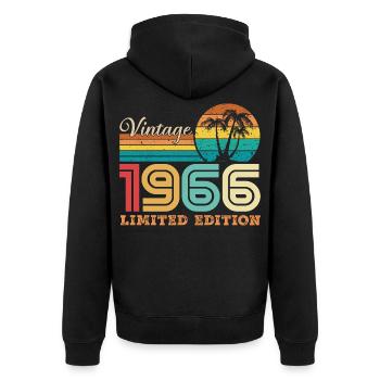 1966 Vintage Retro 1966 Birthday Gift - Unisex Premium Organic Zip Hoodie - black - Back - Nico (187cm)