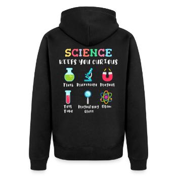 La science suscite la curiosité - Veste à capuche bio Premium Unisexe - noir - Dos - Nico (187cm)