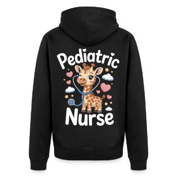 Pädiatrische Giraffenpflegerin - Unisex Premium Bio Zip Hoodie - Schwarz - Hinten - Nico (187cm)