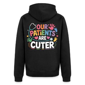 Unsere Patienten sind CutER - Unisex Premium Bio Zip Hoodie - Schwarz - Hinten - Nico (187cm)