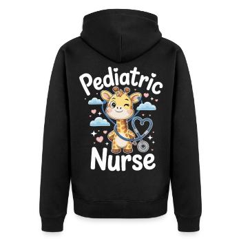 Pediatric giraffe with stethoscope - Unisex Premium Organic Zip Hoodie - black - Back - Nico (187cm)