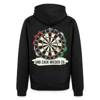 Dart Zack again 26 darts funny saying gift - Unisex Premium Organic Zip Hoodie - black - Back - Nico (187cm)
