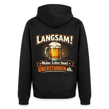 Bier Saufen Spruch - Unisex Premium Bio Zip Hoodie - Schwarz - Hinten - Nico (187cm)