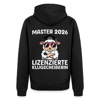 Master 2026 Schaf Masterprüfung Bestanden - Unisex Premium Bio Zip Hoodie - Schwarz - Hinten - Nico (187cm)