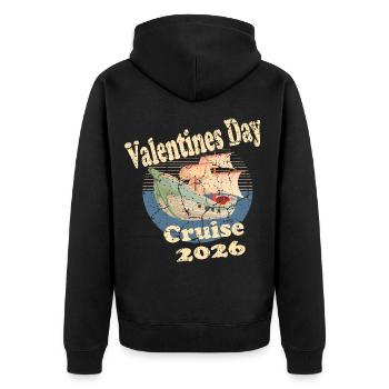 Valentines day Cruise 2026 - Unisex Premium Organic Zip Hoodie - black - Back - Nico (187cm)