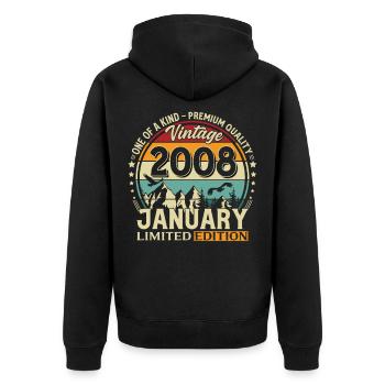 18e anniversaire Millésime de janvier 2008 - Veste à capuche bio Premium Unisexe - noir - Dos - Nico (187cm)
